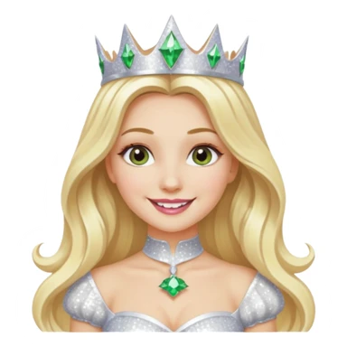 The Good Witch from Oz with long blonde hair, white sequin outfit sticker