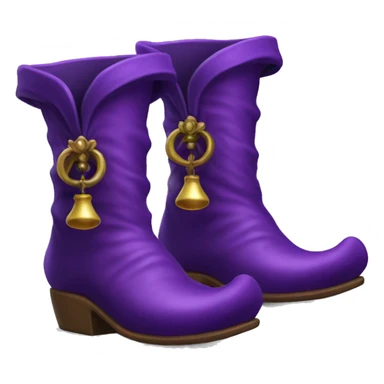 Realistic isolated royal purple elf boots with bells. sticker