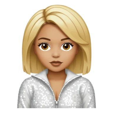 T-Boz from TLC with blonde hair, white sequin outfit sticker