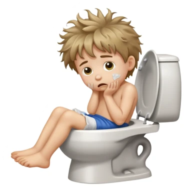 A little boy with his head stuck in a toilet  sticker