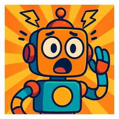 a robot with a surprised expression, vibrant toon style sticker