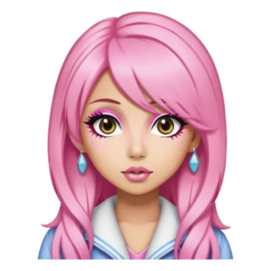 gyaru style, pink hair, pretty makeup, pretty bratz baddie sticker