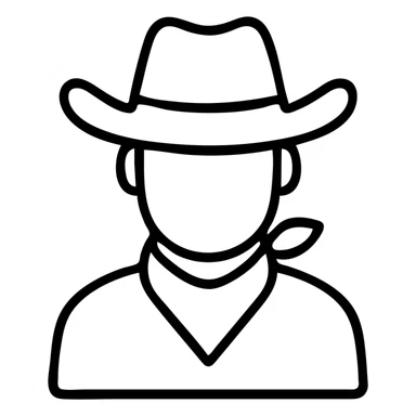 Cowboy wearing a green hat with no star, western style sticker