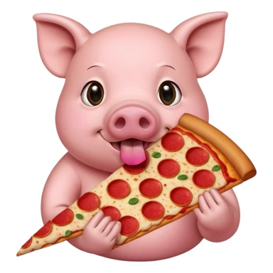 pig eating pizza sticker