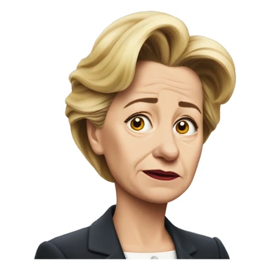 photorealistic Ursula von der Leyen sad sticker
