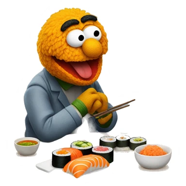 bert the muppet eating sushi sticker