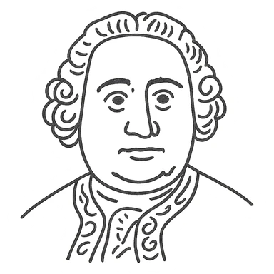 a hand drawn black outline portrait of philosopher David Hume with similar-sized eyes based a famous portrait of him sticker