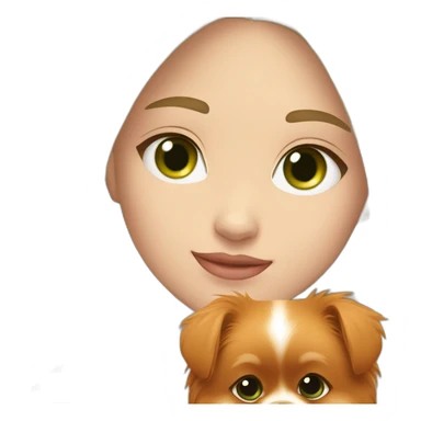 light-skinned-girl-with-green-eyes-petting-red-pomeranian sticker