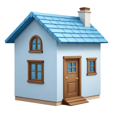the front view of a mini house with a sky blue roof and white walls sticker