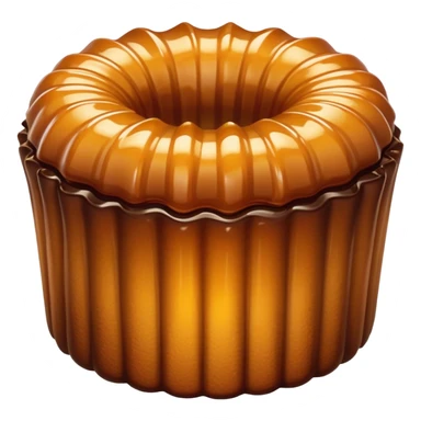 Cinematic rich cannelé, dark caramelized crust with a soft, custard-like interior, glossy finish, warm golden hues, elegant and indulgent. sticker