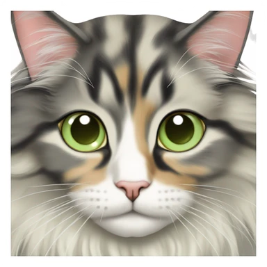 Maine coon dilute Calico half face colored light green eyes sticker