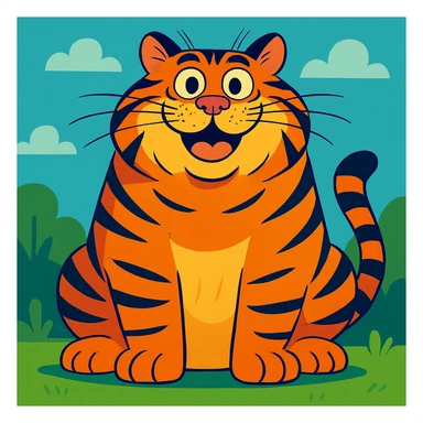 the world's biggest cat, looking proud and massive, with exaggerated features sticker