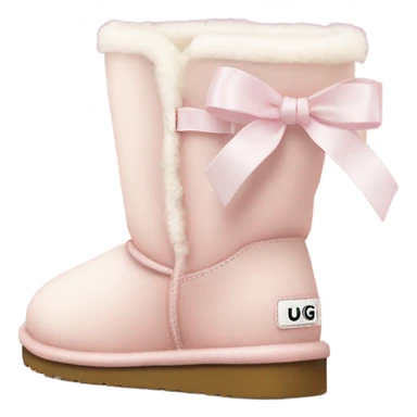 Cute Ugg boots that are light pink with a white ribbon on the back sticker