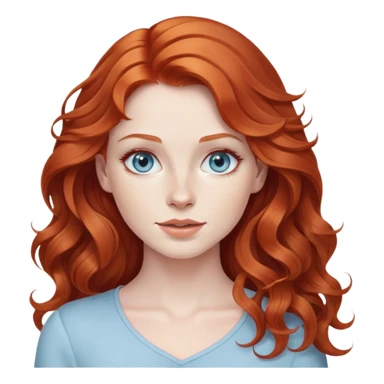 Redhead woman with wavy hair, light blue eyes, and pale skin sticker
