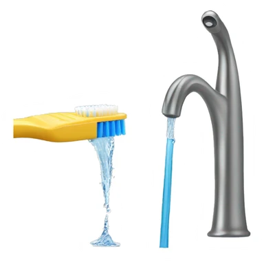 toothbrush and water pouring from the tap sticker
