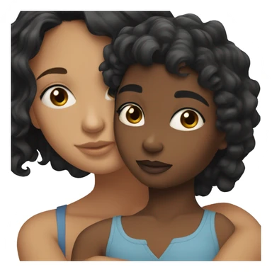 A black girl with blue eyes and black hair hugging a girl with tan skin and black wavy hair sticker