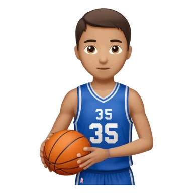 Giocatore basket con il pallone con il numero 35 e completino azzurro e bianco sticker