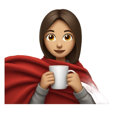 Brunette girl wrapped in red blanket sipping tea sticker
