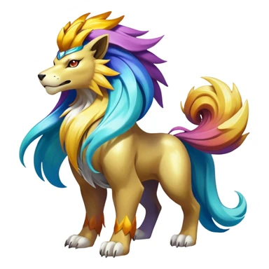 Shiny Elemental Exotic Suicune-Raikou-Entei-Pokémon-Fakémon-hybrid-creature (full body) sticker