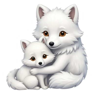 Arctic fox and dog hugging sticker