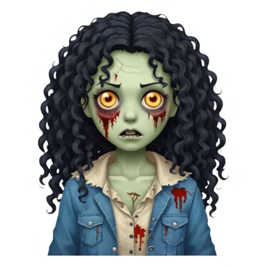 garota zumbi com cabelo cacheado longo oreto sticker