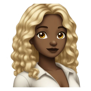 girl with light skin hazel eyes wavy black hair chest and up sticker