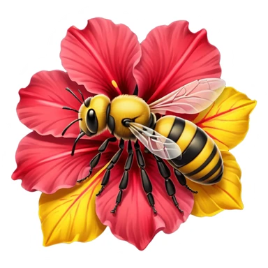 hibiscus with a bee  sticker
