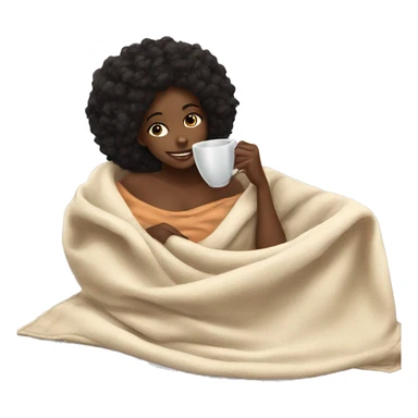 Black girl, inside of a blanket, sipping on tea sticker