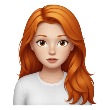 A white girl with freckles long lashes plump lips and ginger long hair pretty and she’s wearing a white shirt full body sticker
