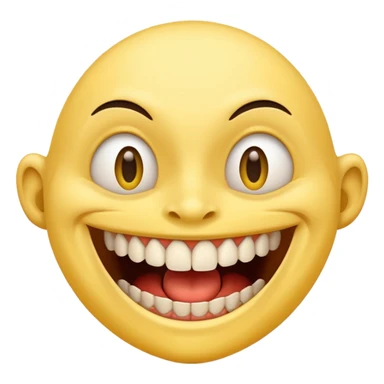 creepy smile lots of teeth built like regular yellow smile sticker