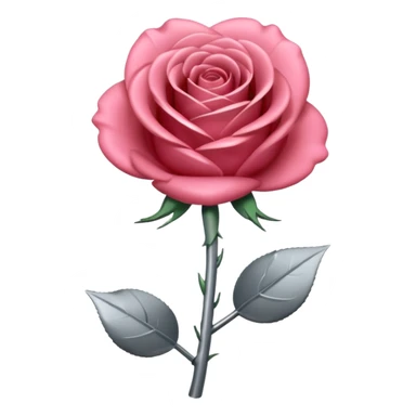 gray metal chrome rose, without green leaves, just flower sticker