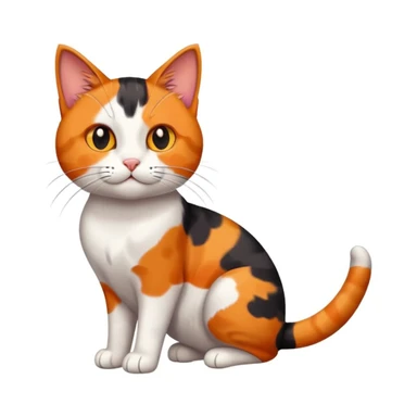 three colour calico cat, 2 point perspective, playful pose, simple sticker