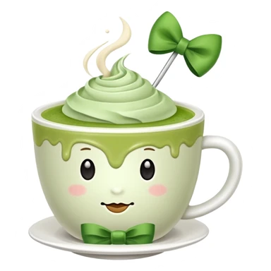 Matcha latte with a bow sticker