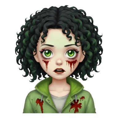 menina zumbi com cabelo cacheado preto sticker
