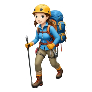 woman mountain climbing, female mountaineer with hiking gear sticker