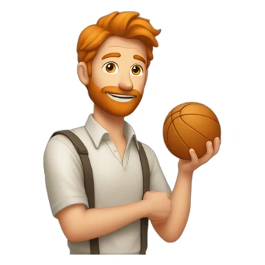 un homme roux donne un coup de tête à une balle sticker