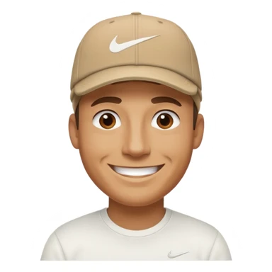 homem sorrindo com boné da Nike e blusa branca sticker