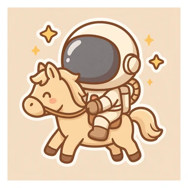 astronaut on horseback with stars in background sticker