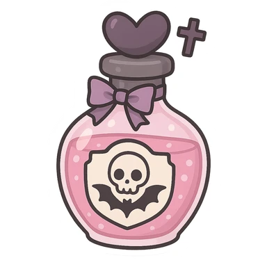 pink goth potion bottle, adorable and gothic sticker