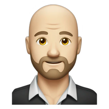 white bald man with beard in shirt and tie, wrestler sticker