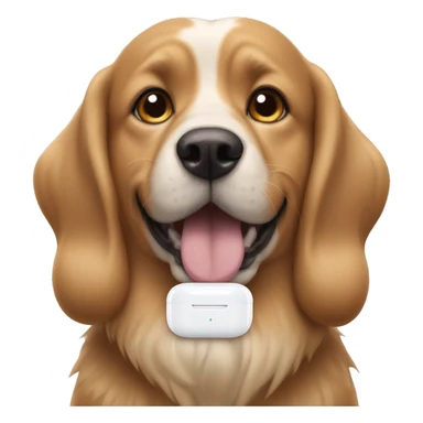 Dog with an AirPods Max sticker