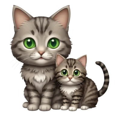 Grey tabby cat and smaller brown and black tabby kitten  sticker