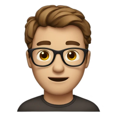 Create an emoji of a very enthousiastic guy with brown hair, a broader jaw line and glasses. crying sticker