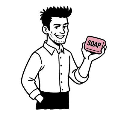 Add a pink soap in the hand of Tyler Durden. The original style is doodle, which does not support editing, so use the general style editor while respecting the doodle style look. sticker