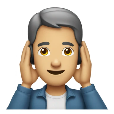 man who is covering his ears while smiling sticker