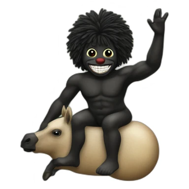 Naturist gollywog on a horse sticker