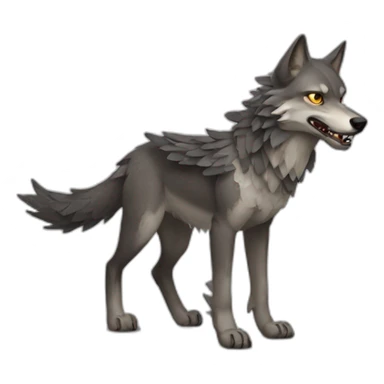 Scarred wolf with dragon wings sticker