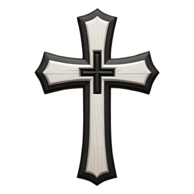 a black and white detailed cross sticker