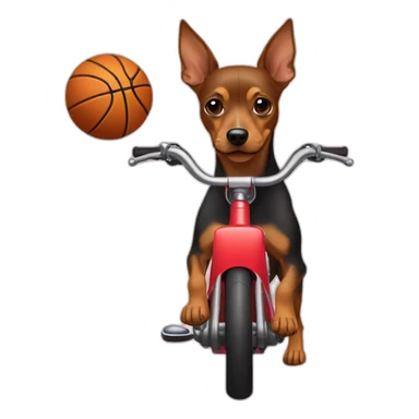 a caramel color pinscher basketball player dog driving a moto sticker