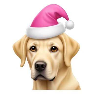 Yellow Labrador wearing a pink Santa hat sticker